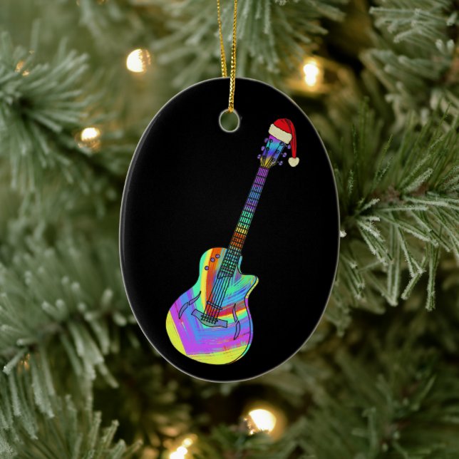 Electric guitar Psychedelic Santa Ceramic Tree Decoration (Tree)