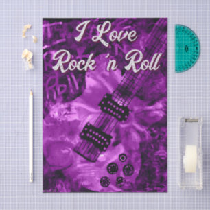 Electric Guitar Purple Black Rock n Roll Decoupage Tissue Paper