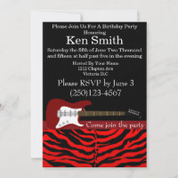 Electric Guitar Red Birthday Invitation #3