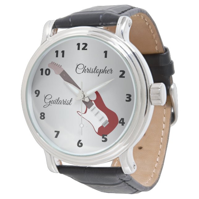 Electric Guitar Red Wrist Watch (Angled)
