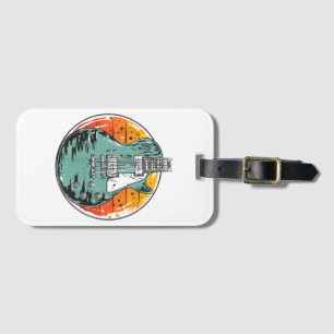Electric Guitar Retro Sunset Vintage Music Band Gu Luggage Tag