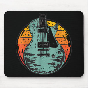 Electric Guitar Retro Sunset Vintage Music Band Gu Mouse Mat