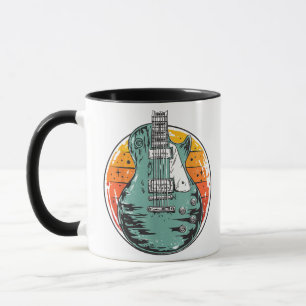 Electric Guitar Retro Sunset Vintage Music Band Gu Mug
