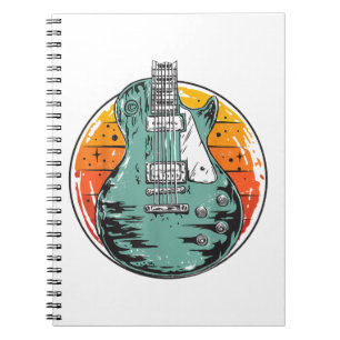Electric Guitar Retro Sunset Vintage Music Band Gu Notebook