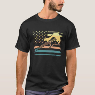 Electric Guitar Retro USA Flag T-Shirt
