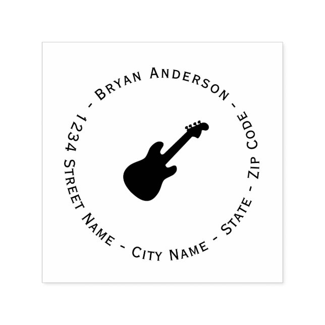 Electric Guitar Return Address Self-inking Stamp (Design)