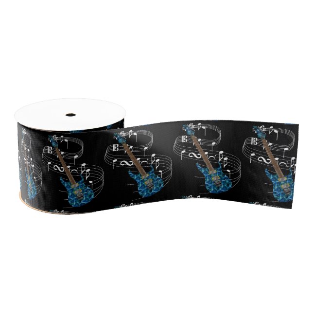 Electric Guitar Ribbon - Dark Grosgrain Ribbon (Spool)