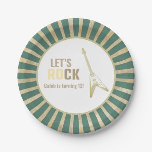 Electric Guitar Rock and Roll Rockstar Birthday Paper Plate