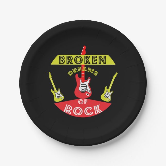 Electric Guitar Rock Dreams | Rock | Music Bath To Paper Plate (Front)