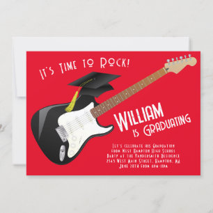 Electric Guitar Rock Music Graduation Party Invitation
