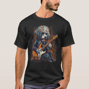 Electric Guitar Rock Music Sheepadoodle Dog T-Shirt