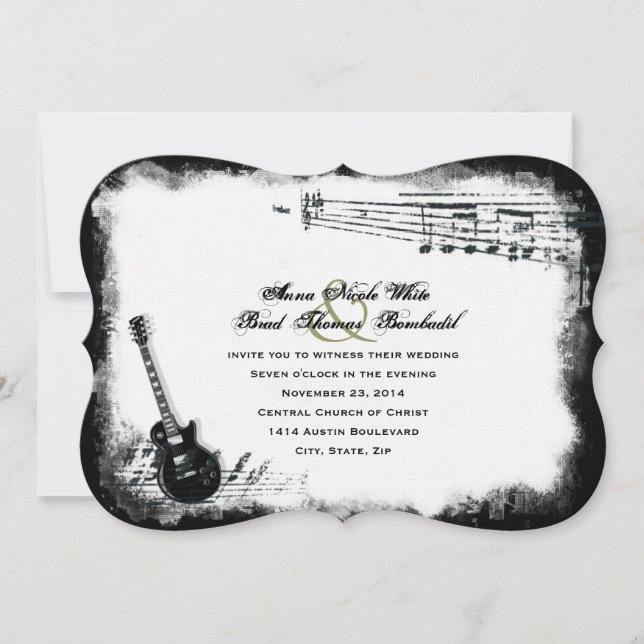 Electric Guitar Rough Music Wedding Invitation (Front)
