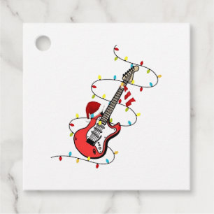 Electric Guitar Santa Claus Music Christmas Lover  Favour Tags