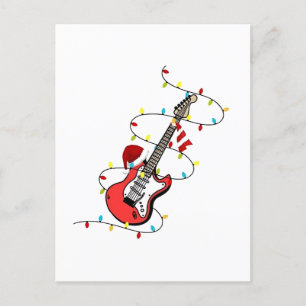 Electric Guitar Santa Claus Music Christmas Lover  Invitation Postcard