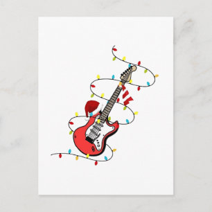 Electric Guitar Santa Claus Music Christmas Lover Invitation Postcard
