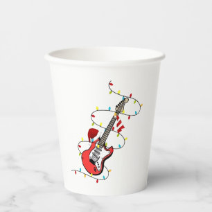 Electric Guitar Santa Claus Music Christmas Lover Paper Cups