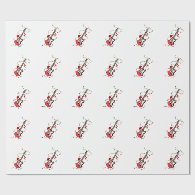 Electric Guitar Santa Claus Music Christmas Lover  Wrapping Paper (Flat)