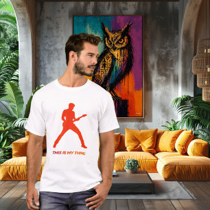 Electric Guitar Silhouette Action Lifestyle Design T-Shirt