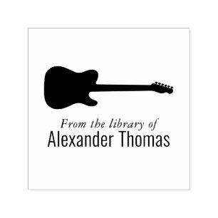 Electric Guitar Silhouette Library Book Name Self-inking Stamp