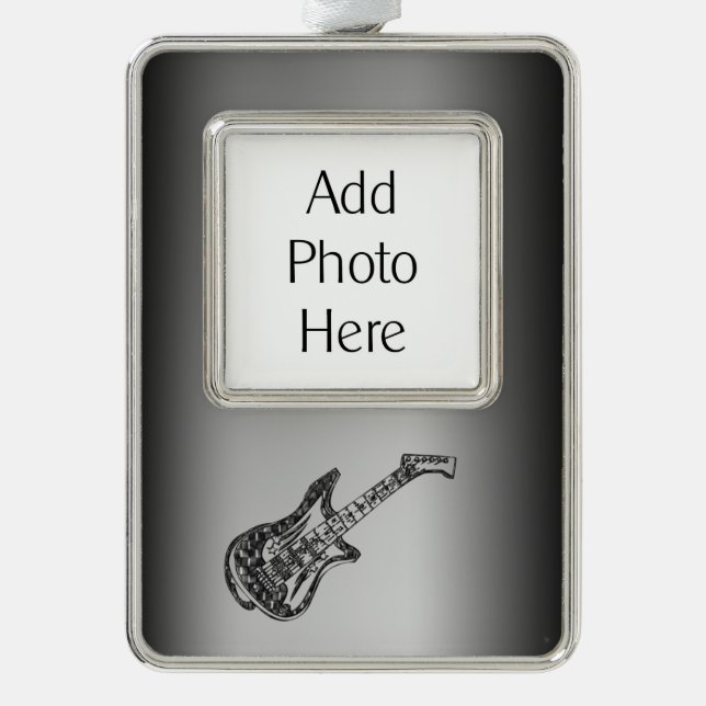 Electric Guitar Silver Plated Framed Ornament (Front)