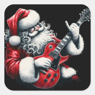 Electric Guitar Solos Light Christmas Nights Square Sticker