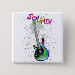 Electric Guitar Sound Colours 15 Cm Square Badge