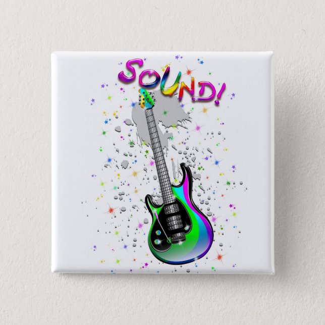 Electric Guitar Sound Colours 15 Cm Square Badge (Front)