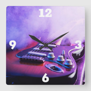 Electric Guitar Square Wall Clock