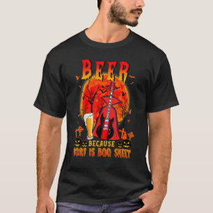 Electric Guitar Witch Beer Boo Says Pun T-Shirt