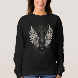 Electric Guitar with Angel Wings Vintage for Mus Sweatshirt