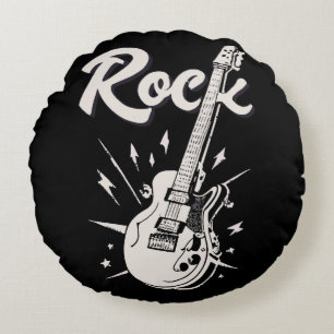 Electric guitar with rock word round cushion