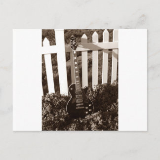 Electric Guitar with Skull Knobs Postcard B&W