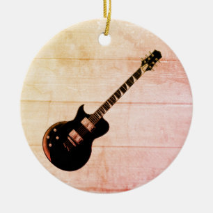 Electric Guitar & Wood Pop Art Ceramic Tree Decoration