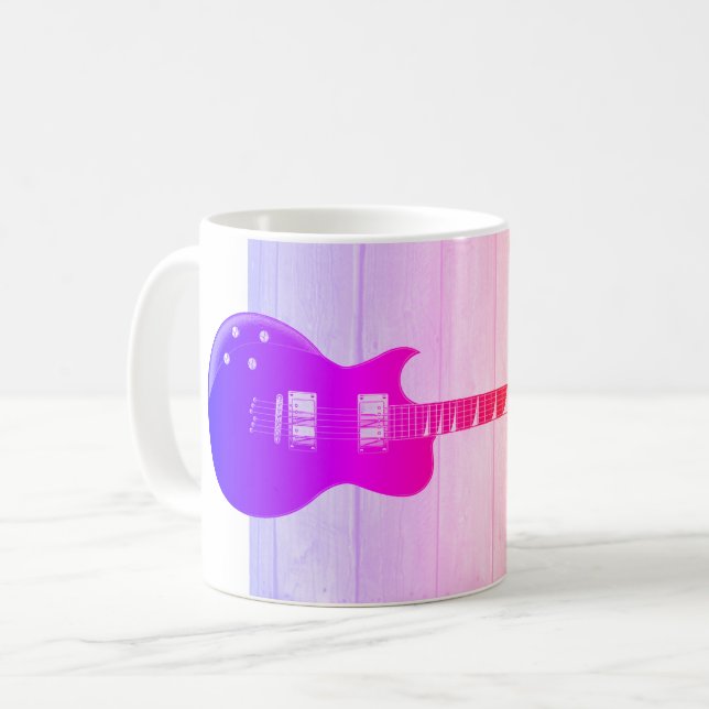 Electric Guitar & Wood Pop Art Coffee Mug (Front Left)