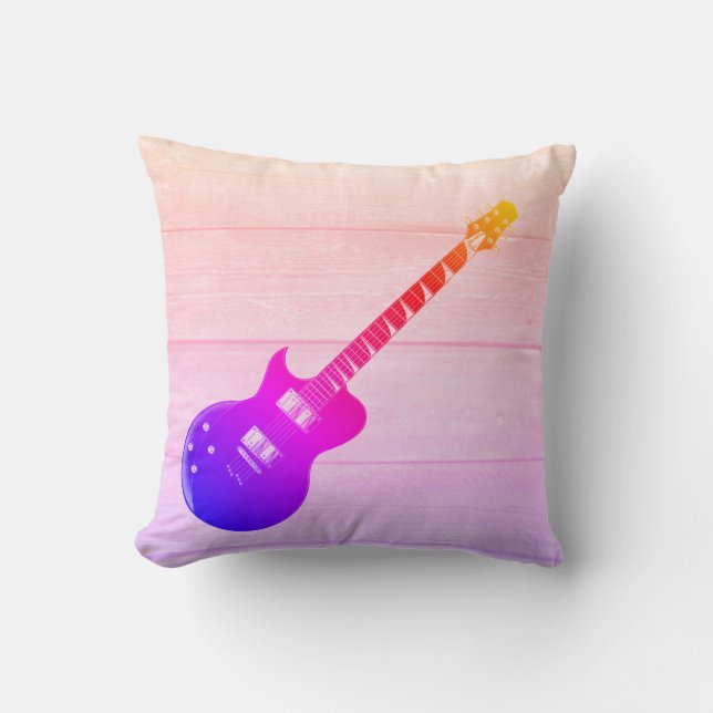 Electric Guitar & Wood Pop Art Cushion (Front)