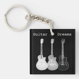 Electric guitars black and white key ring