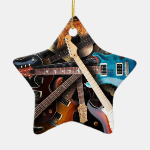 Electric Guitars Concept Ceramic Tree Decoration