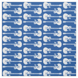 Electric Guitars Graphic in White Fabric