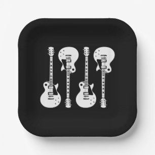 Electric Guitars Graphic in White Paper Plate