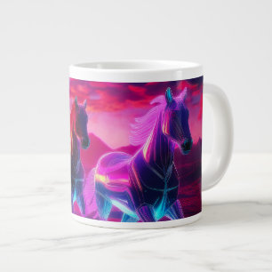 Electric Herd - Synthwave Horses Large Coffee Mug