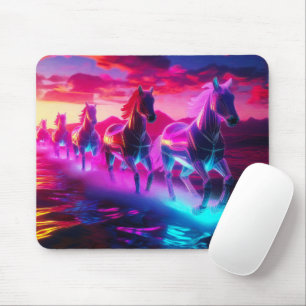 Electric Herd - Synthwave Horses Mouse Mat