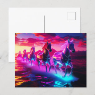 Electric Herd - Synthwave Horses Postcard