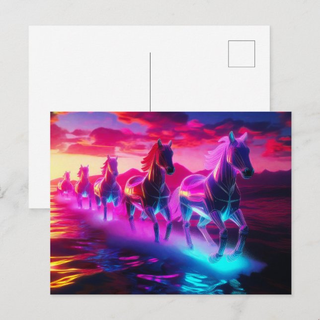 Electric Herd - Synthwave Horses Postcard (Front/Back)