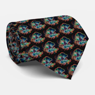 Electric Hibiscus Abstract Flower Art  Tie