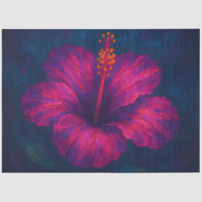 Electric Hibiscus – Tropical Floral Decoupage Pape Tissue Paper (Front)