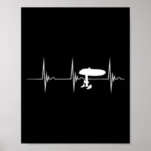 Electric Hydrofoil Surfboard Efoil Heartbeat Ekg P Poster