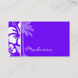 Electric Indigo Tropical Hibiscus; Palm Business Card