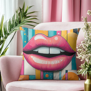 Electric Kiss Modern Retro Art Cushion