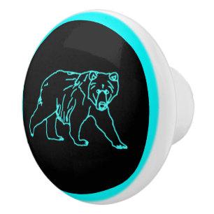 Electric Kodiak Bear Ceramic Knob
