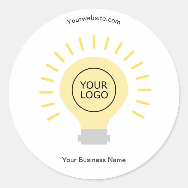 Electric Light Bulb Your Logo Custom Business Classic Round Sticker (Front)